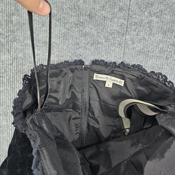 Nanette Lepore Top Womens 4 Velvet Corset Lace Trim Strapless Bustier Gothic - Picture 5 of 6